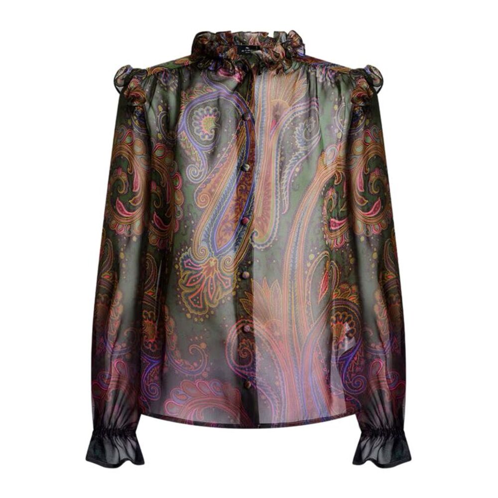 Etro Women Silk Shirt With Placement Dégradé Paisley Print